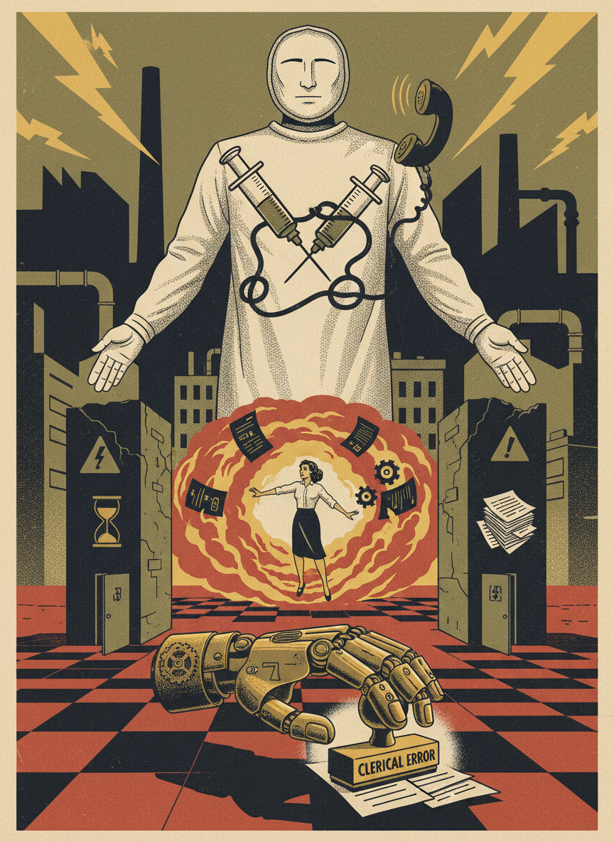 Stylized AI editorial dramatization