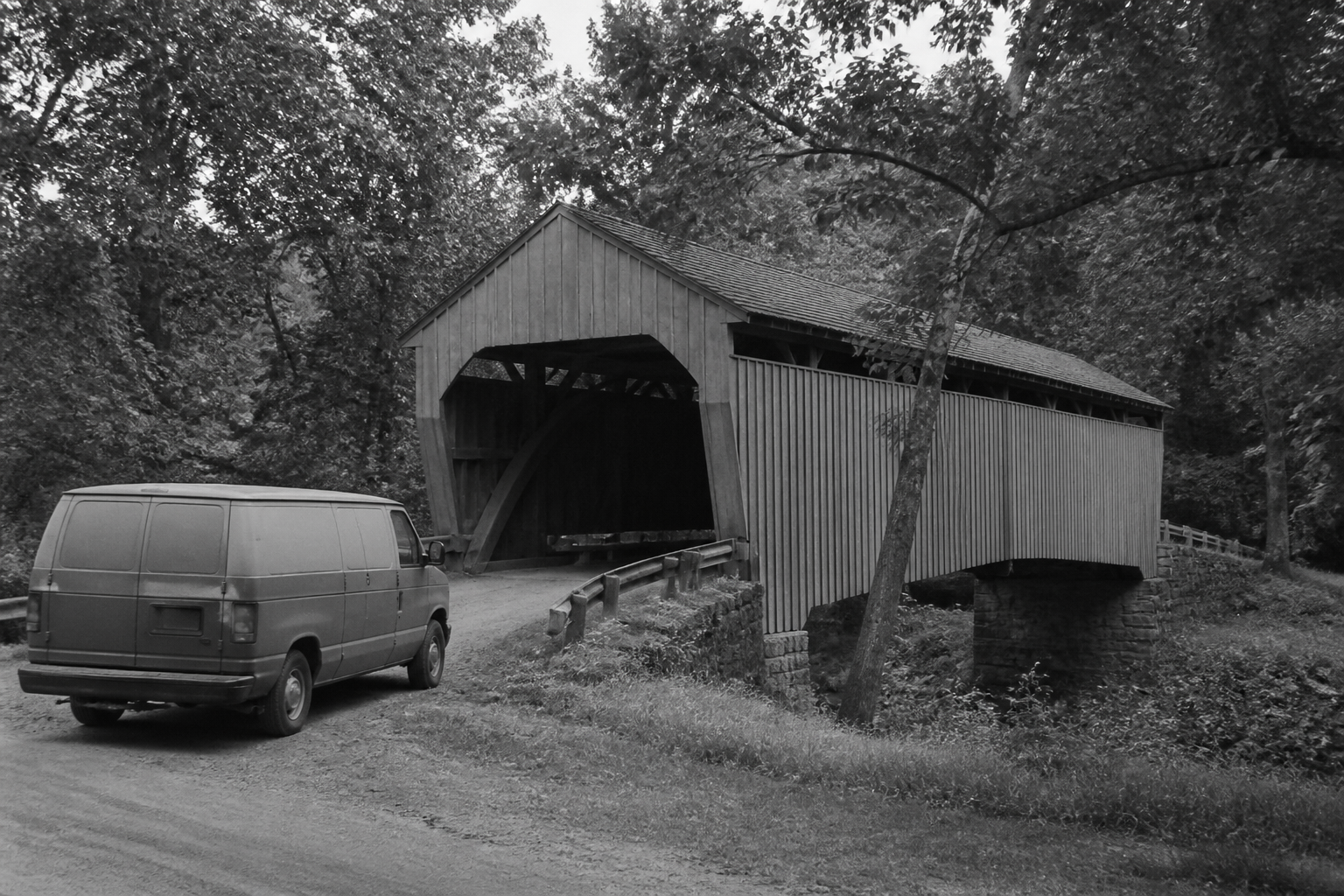 Black-and-white recreation of the historic location