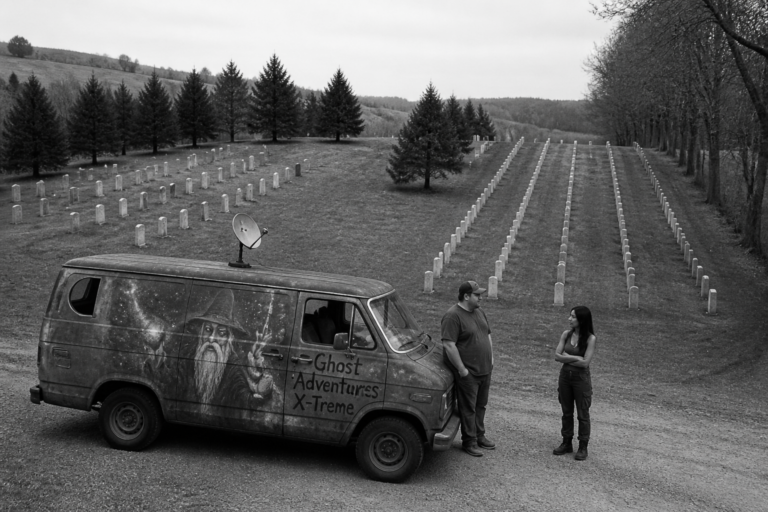 Black-and-white recreation of the historic location