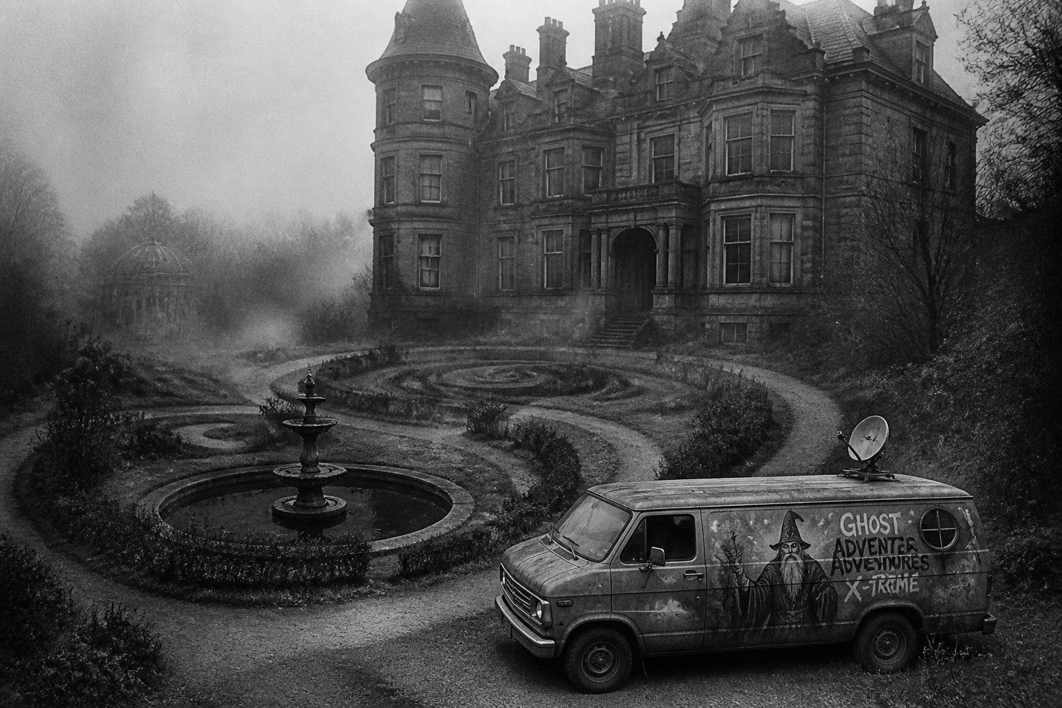 Black-and-white recreation of the historic location